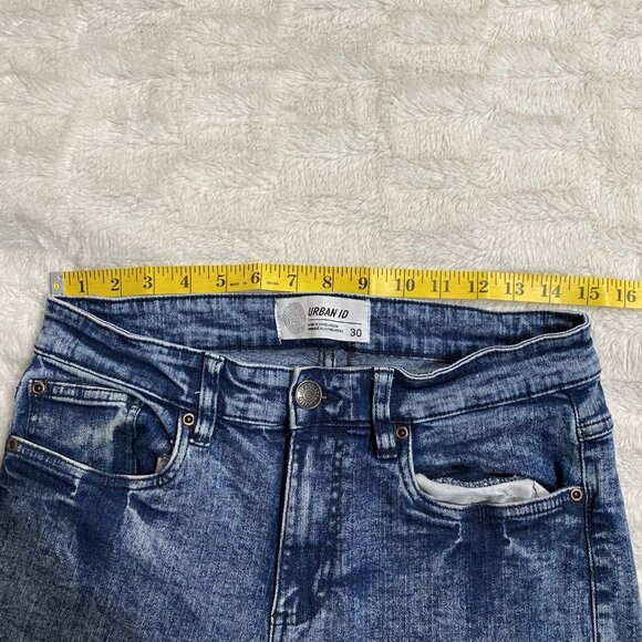 Urban Id Men's Blue Cotton Stretch Distressed Skinny Moto Denim Jeans Size 30 - Picture 5 of 10